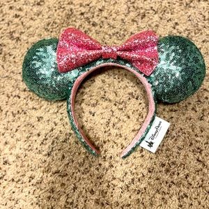 Like New Disney Minnie Ears Teal and Pink Sequin